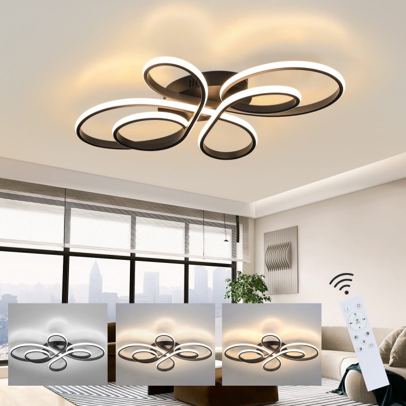 Nettlife lámpara de techo LED negra regulable 80 cm salón 78w dormitorio