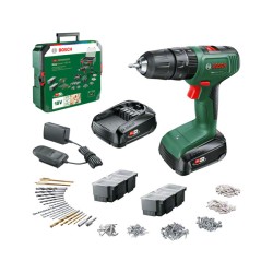 Taladro percutor 18V con 2 baterías 1,5Ah + maletín 241 accesorios Bosch