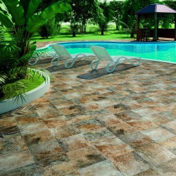 Suelo cerámico exterior C3 Caryo marrón 33x33 cm