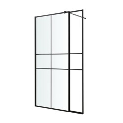 Mampara de ducha con panel Izza negro 90 cm y 30 cm