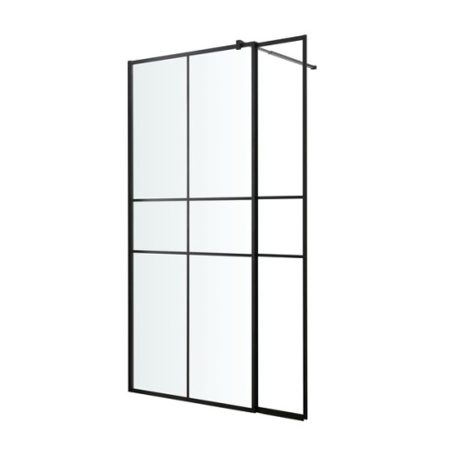Mampara de ducha con panel Izza negro 90 cm y 30 cm