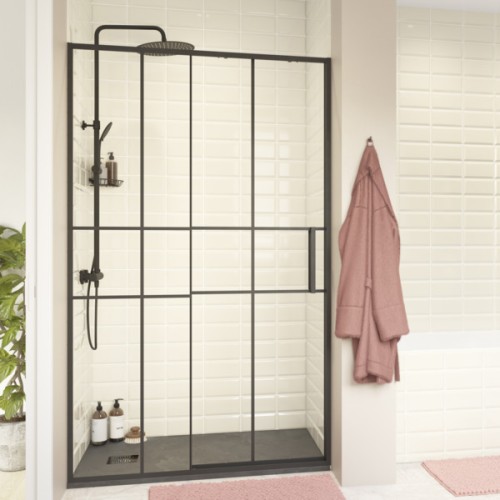 Mampara de ducha corredera Izza negro 140 cm