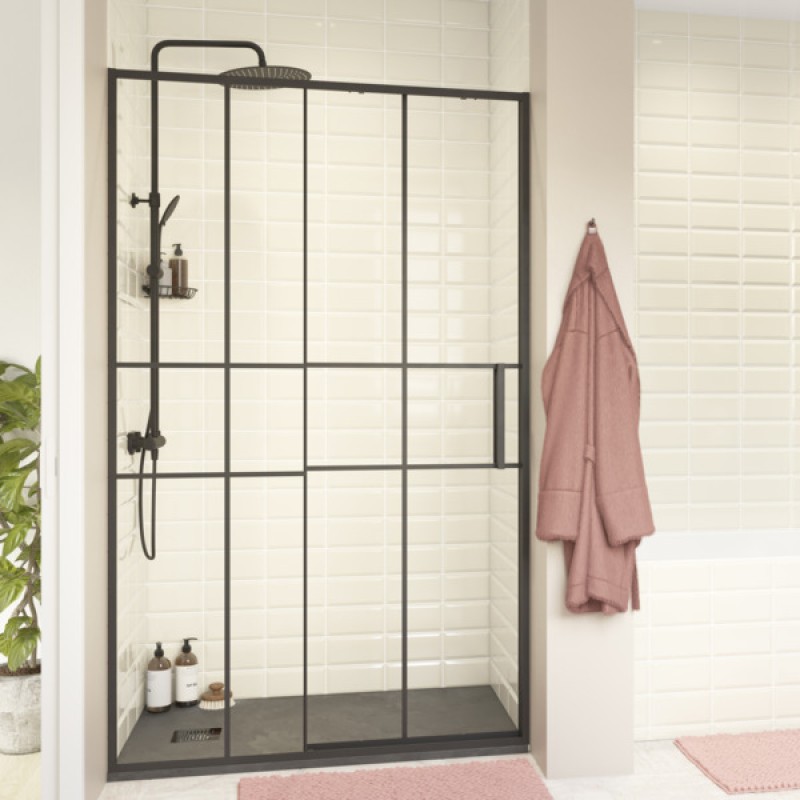 Mampara de ducha corredera Izza negro 140 cm