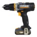 Taladro percutor 1x2Ah con 74 accesorios Titan
