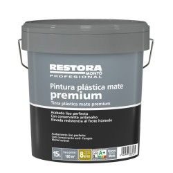 Pintura plástica blanco mate 15 L Restora Premium