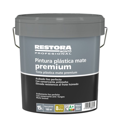 Pintura plástica blanco mate 15 L Restora Premium
