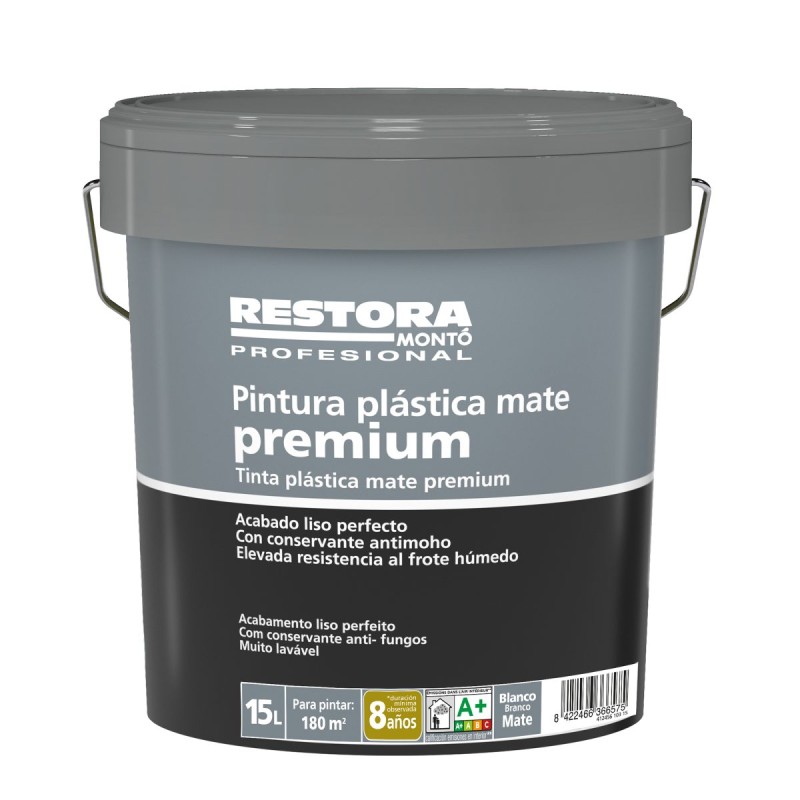 Pintura plástica blanco mate 15 L Restora Premium