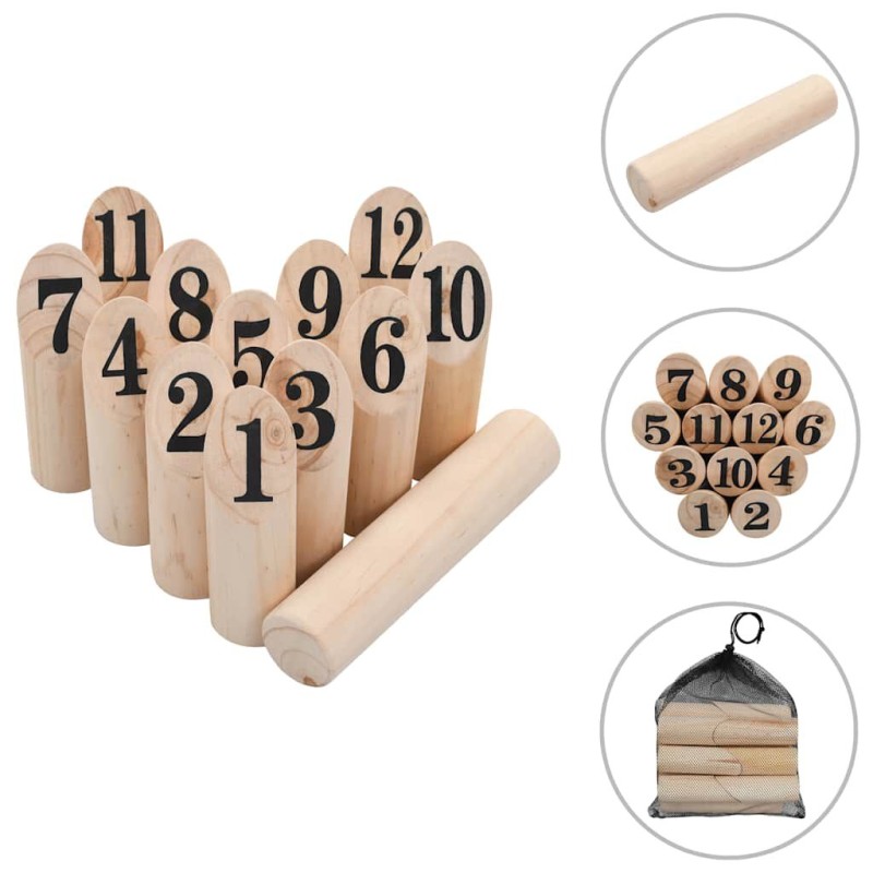 vidaXL Juego de números Kubb madera