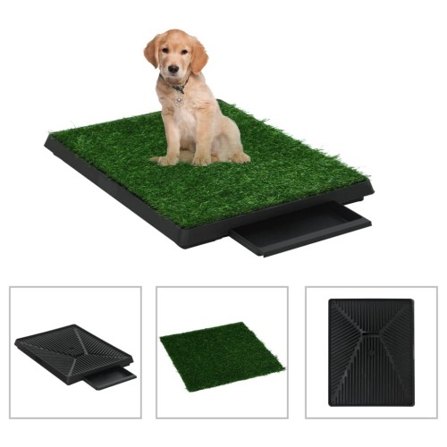 vidaXL Inodoro mascotas con bandeja césped artificial verde 63x50x7 cm