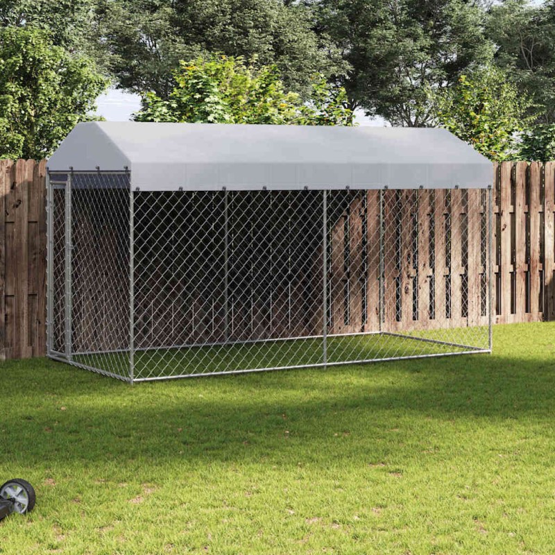 vidaXL Perrera de exterior con toldo 382x192x225 cm