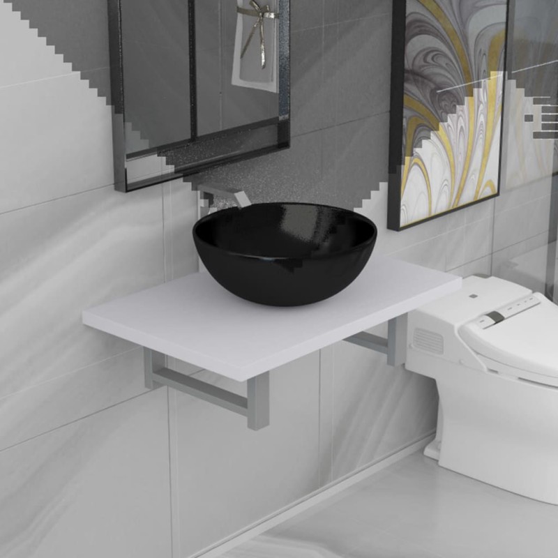 vidaXL Conjunto de muebles de baño 2 piezas cerámica blanco