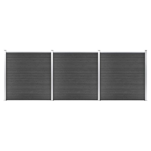 vidaXL Juego de paneles de valla WPC negro 526x186 cm