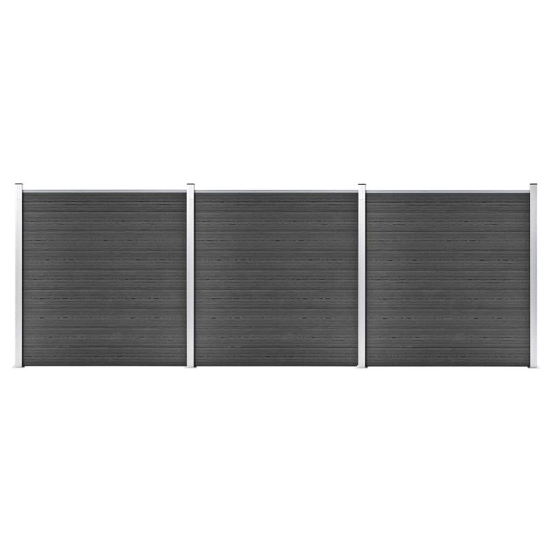 vidaXL Juego de paneles de valla WPC negro 526x186 cm