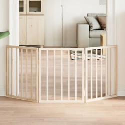 vidaXL Puerta para perros plegable de 3 paneles, 150 cm, madera de álamo