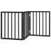 vidaXL Puerta para perros plegable 3 paneles madera álamo negra 150 cm