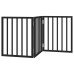 vidaXL Puerta para perros plegable 3 paneles madera álamo negra 150 cm