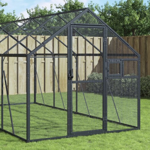 vidaXL Pajarera de aluminio gris antracita 1,79x4x1,85 m