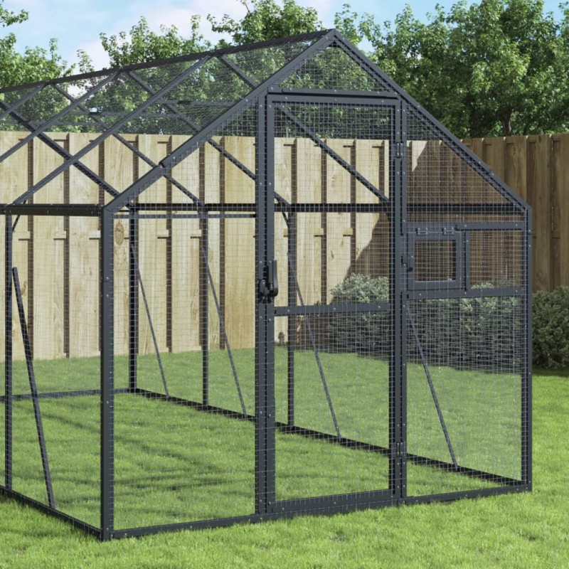 vidaXL Pajarera de aluminio gris antracita 1,79x4x1,85 m