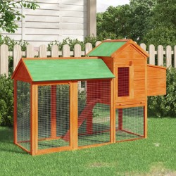 vidaXL Gallinero madera maciza de pino marrón 193x65x117 cm