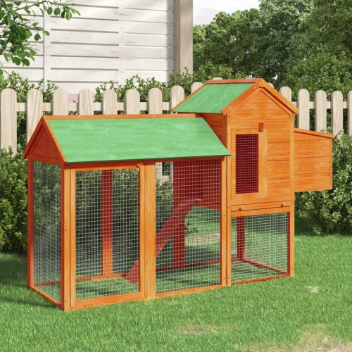 vidaXL Gallinero madera maciza de pino marrón 193x65x117 cm