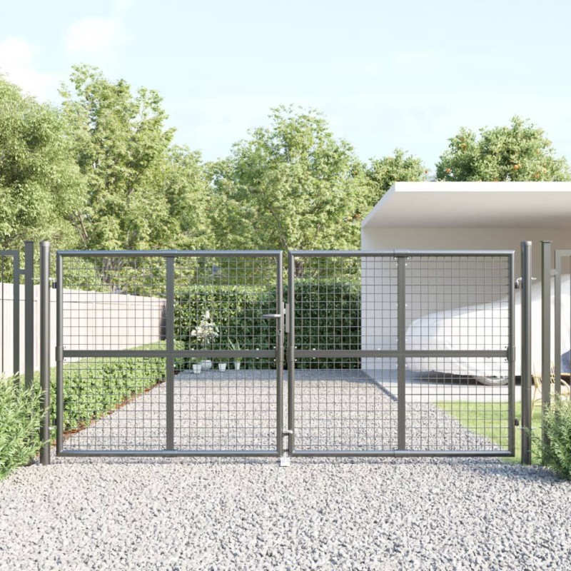 vidaXL Puerta de jardín de malla color antracita 300 x 125 cm acero galvanizado