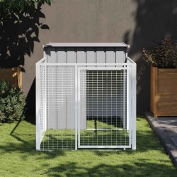 vidaXL Caseta para perro con corral gris claro 110x201x110 cm acero galvanizado
