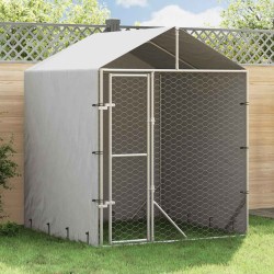 vidaXL Perrera de exterior con toldo acero galvanizado plata 2x2x2,5 m