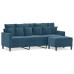 vidaXL Sofá de 3 plazas con taburete de terciopelo azul 180 cm