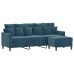 vidaXL Sofá de 3 plazas con taburete de terciopelo azul 180 cm