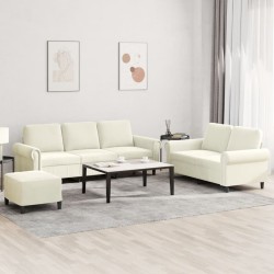 vidaXL Juego de sofás con cojines 3 piezas terciopelo crema