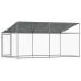 vidaXL Jaula de perros techo y puerta acero galvanizado gris 4x2x2 m