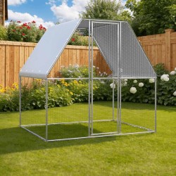 vidaXL Gallinero de acero galvanizado plateado y gris 2x2x2 m