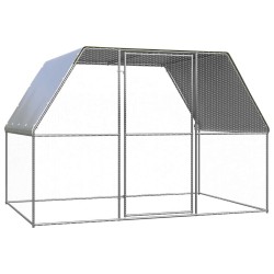 vidaXL Gallinero de acero galvanizado plateado y gris 3x2x2 m