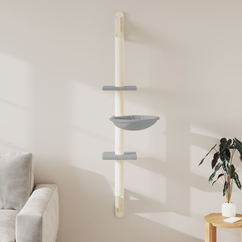 vidaXL Árbol rascador para gatos de pared gris claro 142,5 cm