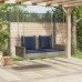 vidaXL Banco columpio con cojines gris 119x56x48 cm ratán sintético