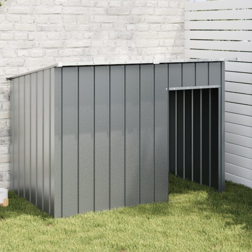vidaXL Caseta perros con tejado acero galvanizado gris 153x91x110 cm