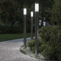 vidaXL Balizas de luz, 3 unidades, 110 cm, acero inoxidable, IP44