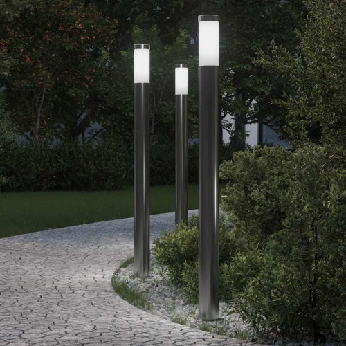 vidaXL Balizas de luz, 3 unidades, 110 cm, acero inoxidable, IP44