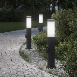 vidaXL Balizas de luz con toma de corriente, 3 unidades, 50 cm, acero inoxidable, IP44