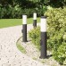 vidaXL Balizas de luz con toma de corriente, 3 unidades, 50 cm, acero inoxidable, IP44