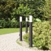 vidaXL Balizas de luz con sensor y tomacorriente, 3 unidades, 80 cm, acero inoxidable, IP44