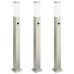 vidaXL Balizas luminosas con sensor, 3 unidades, 80 cm, acero inoxidable, IP44