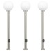 vidaXL Balizas de luz con sensor y tomacorriente, 3 unidades, 120 cm, acero inoxidable, IP44