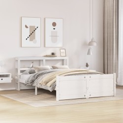 vidaXL Estructura de cama con cabecero sin colchón blanco 140x200 cm