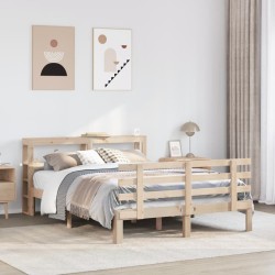 vidaXL Estructura de cama con cabecero madera maciza pino 140x190 cm