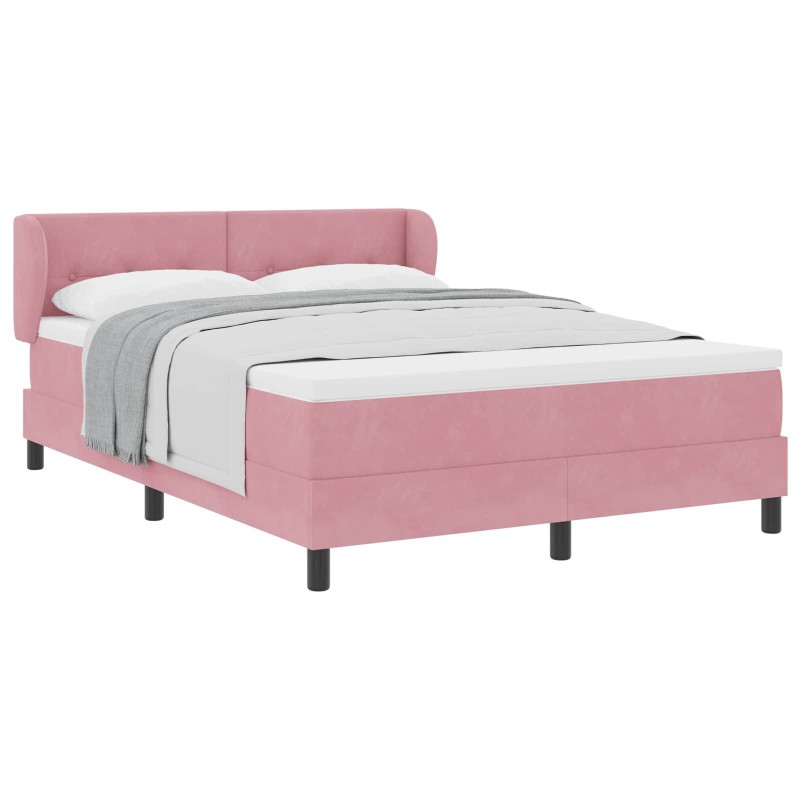vidaXL Cama tipo Box Spring con cabecera Rosa 140 x 190 cm Terciopelo