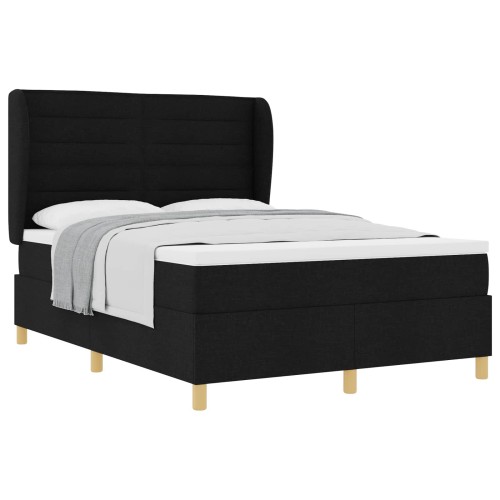 vidaXL Cama tipo Box Spring con colchón Negro 190 x 140 cm tela