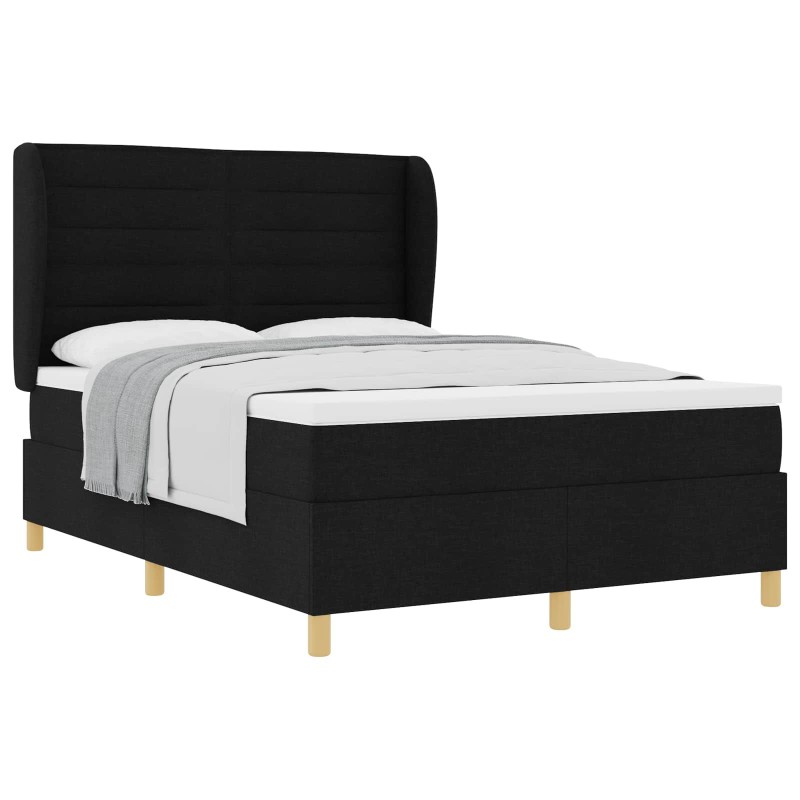 vidaXL Cama tipo Box Spring con colchón Negro 190 x 140 cm tela