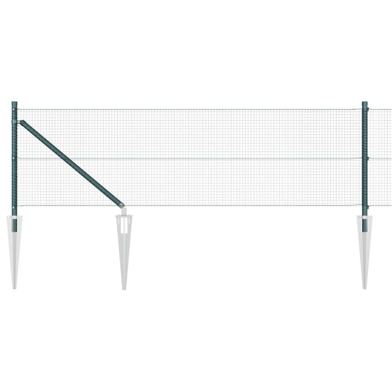 vidaXL Valla de alambre soldado con picos 10 x 0,5 m Verde Malla