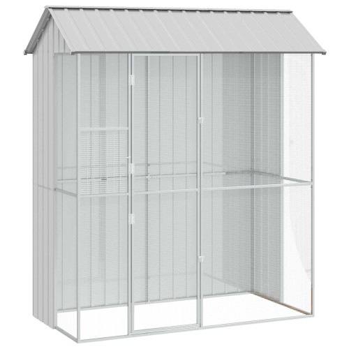 vidaXL Jaula para Aves Gris 215 x 110 x 247 cm Acero Galvanizado